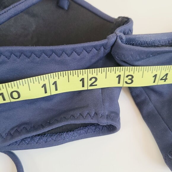 Yandy Navy Blue Bandeau Bikini Top With Halter Strap & Lace-Up Back - Picture 8 of 13